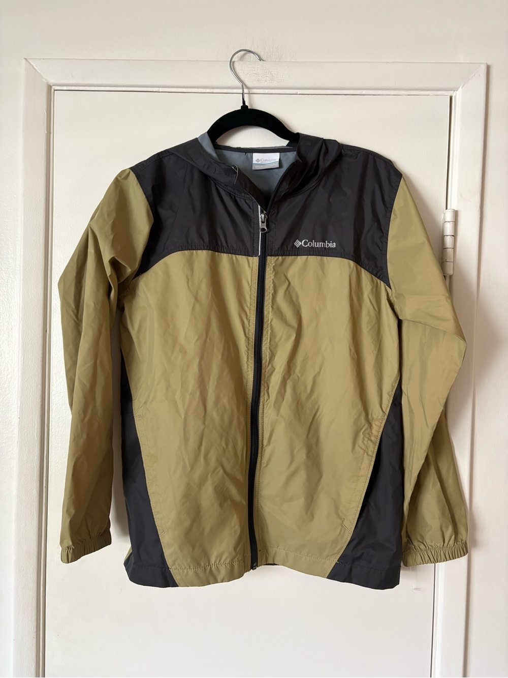 Columbia Glennaker Olive Green and Dark Gray Kids Rain Jacket Size L